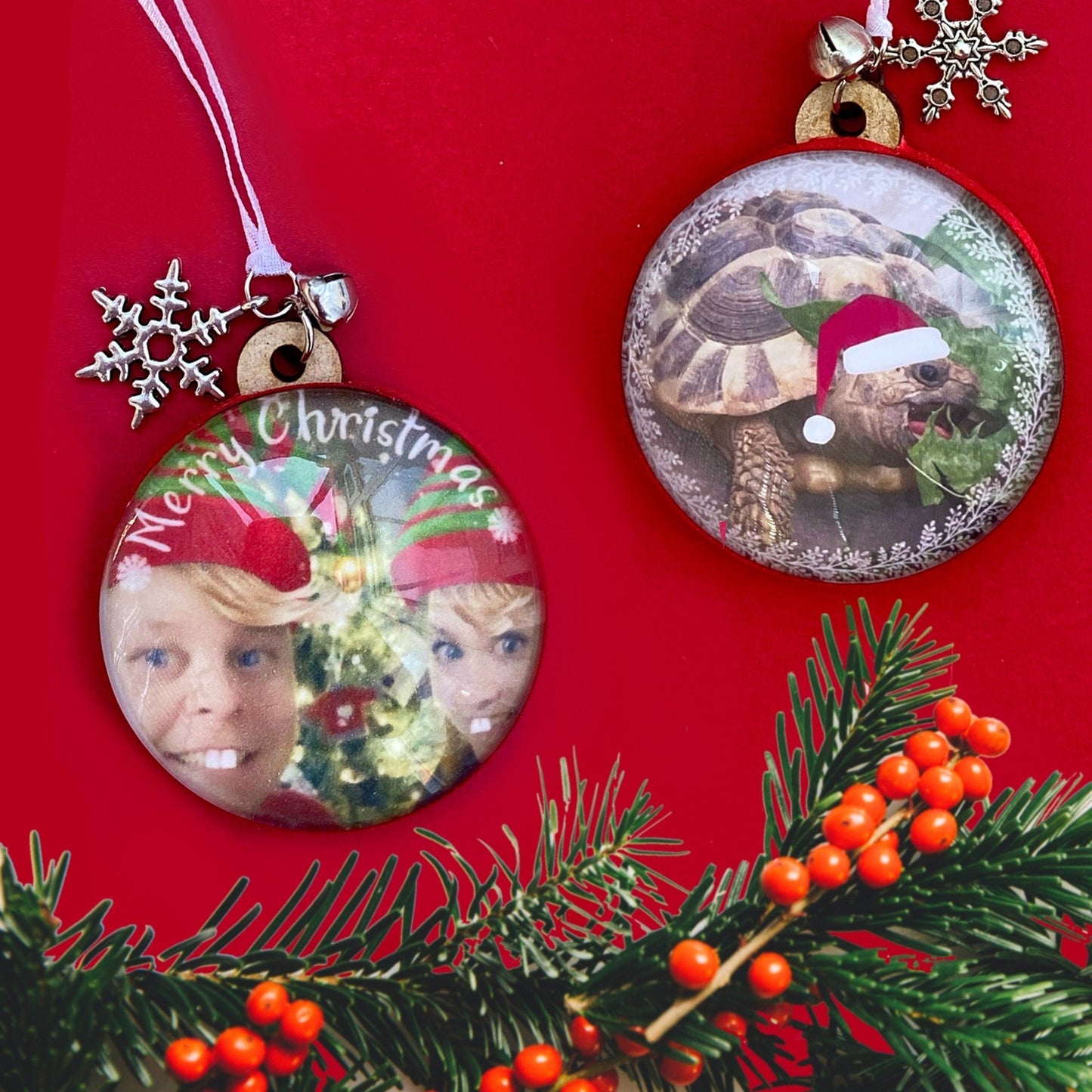 Personalised Glass Photo Christmas Bauble