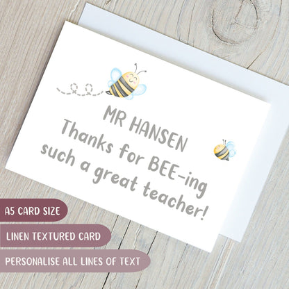 Bee Teacher Thank you Card