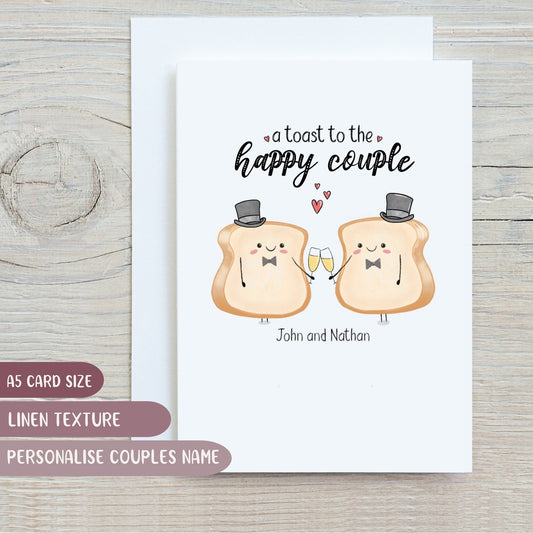 "A Toast to The Happy Couple" Personalised Wedding Card