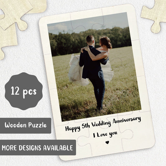 5 Year Wedding Anniversary Wooden Jigsaw Puzzle