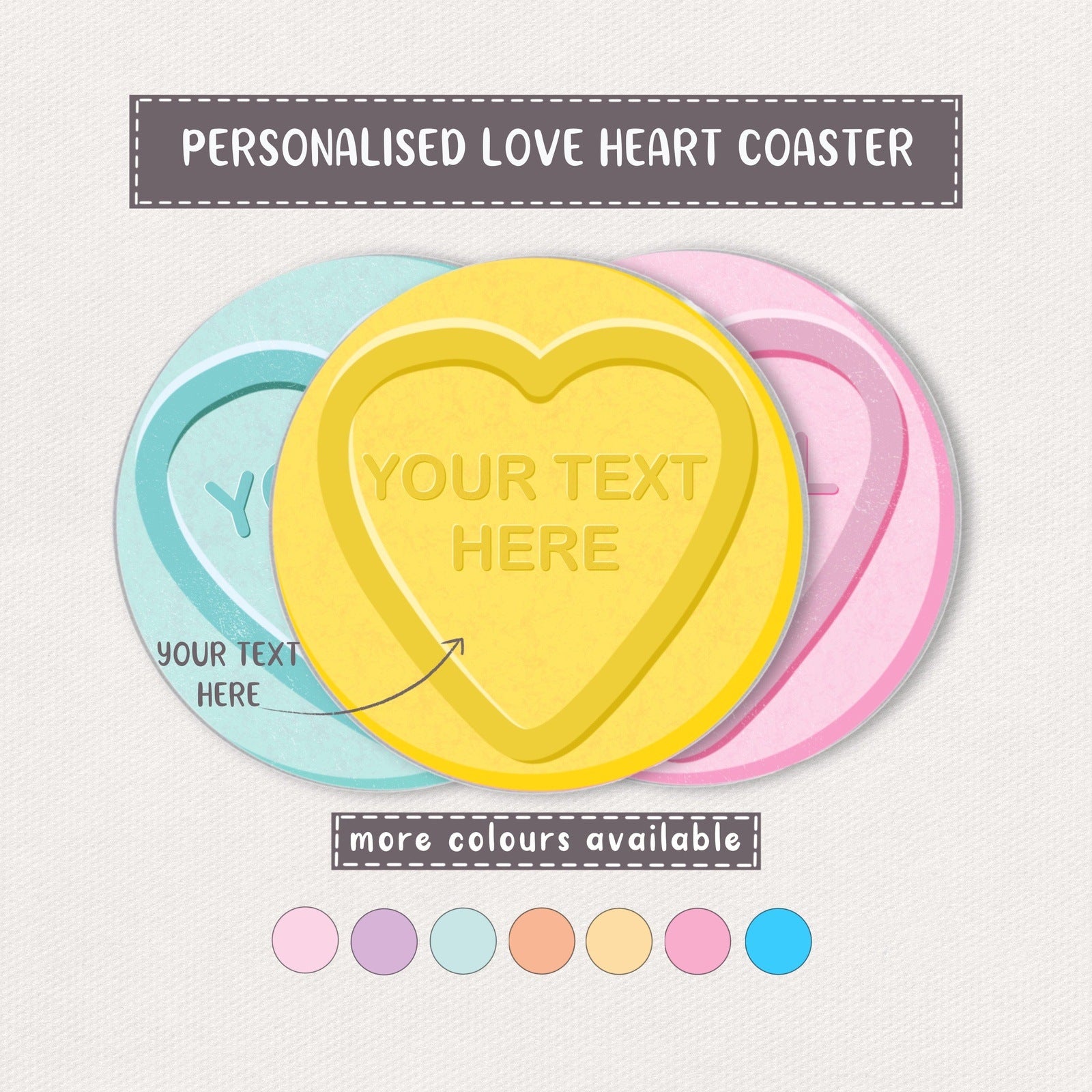 Personalised Love Heart Coaster