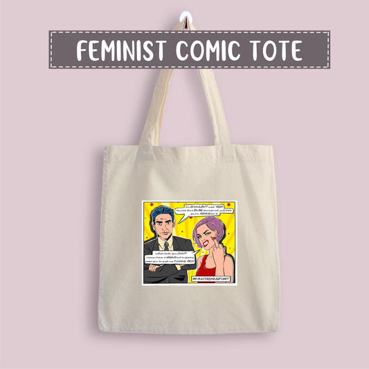 Feminist Cartoon Tote Bag