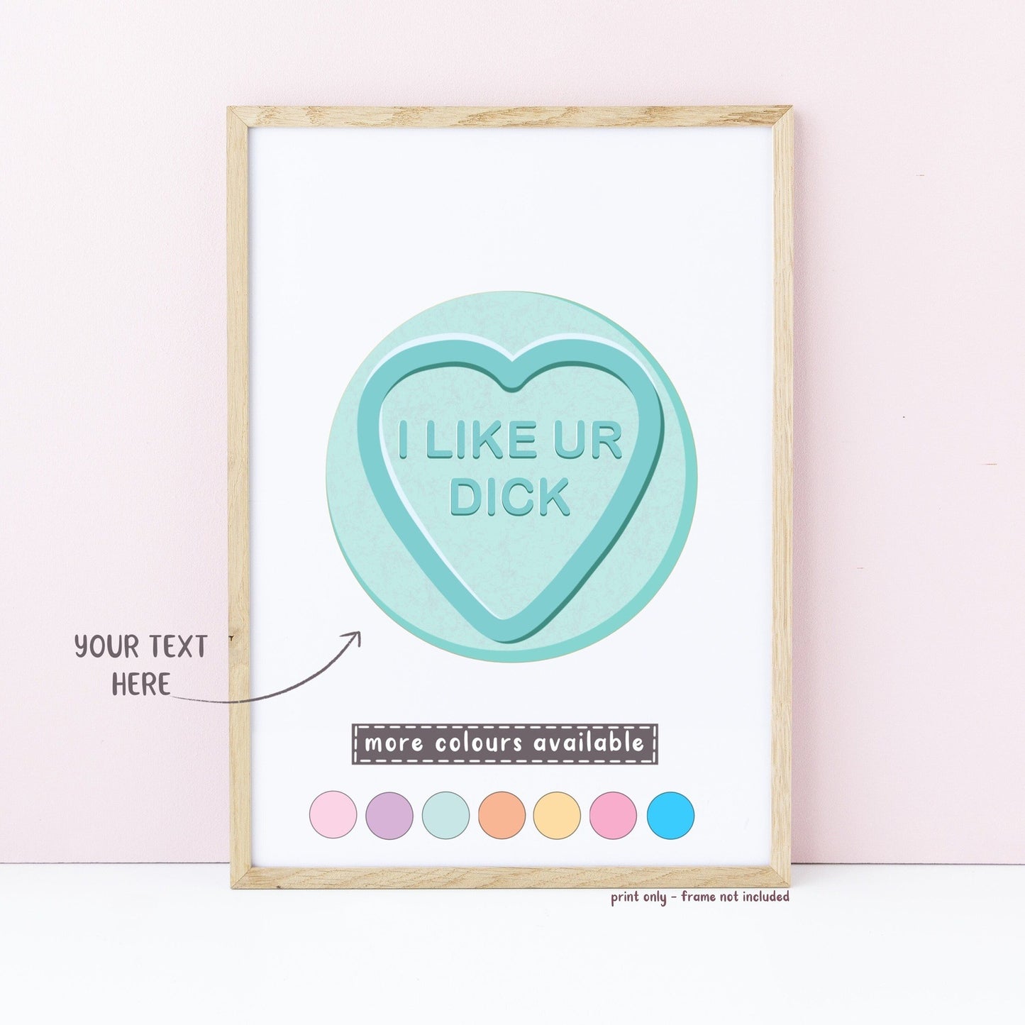 "I Like Ur Dick" Retro Love Heart Sweet Print