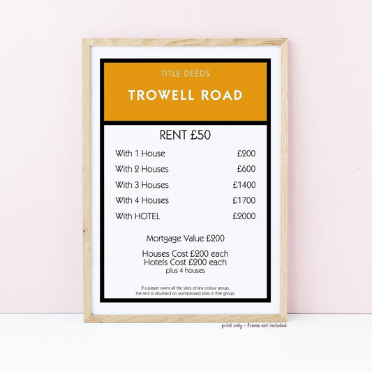 Personalised Monopoly Property Print