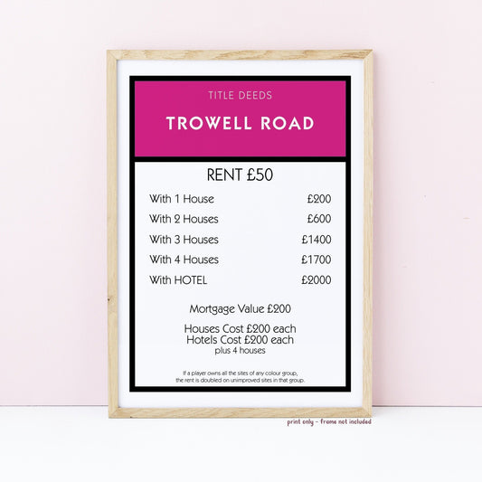 Personalised Monopoly Property Print