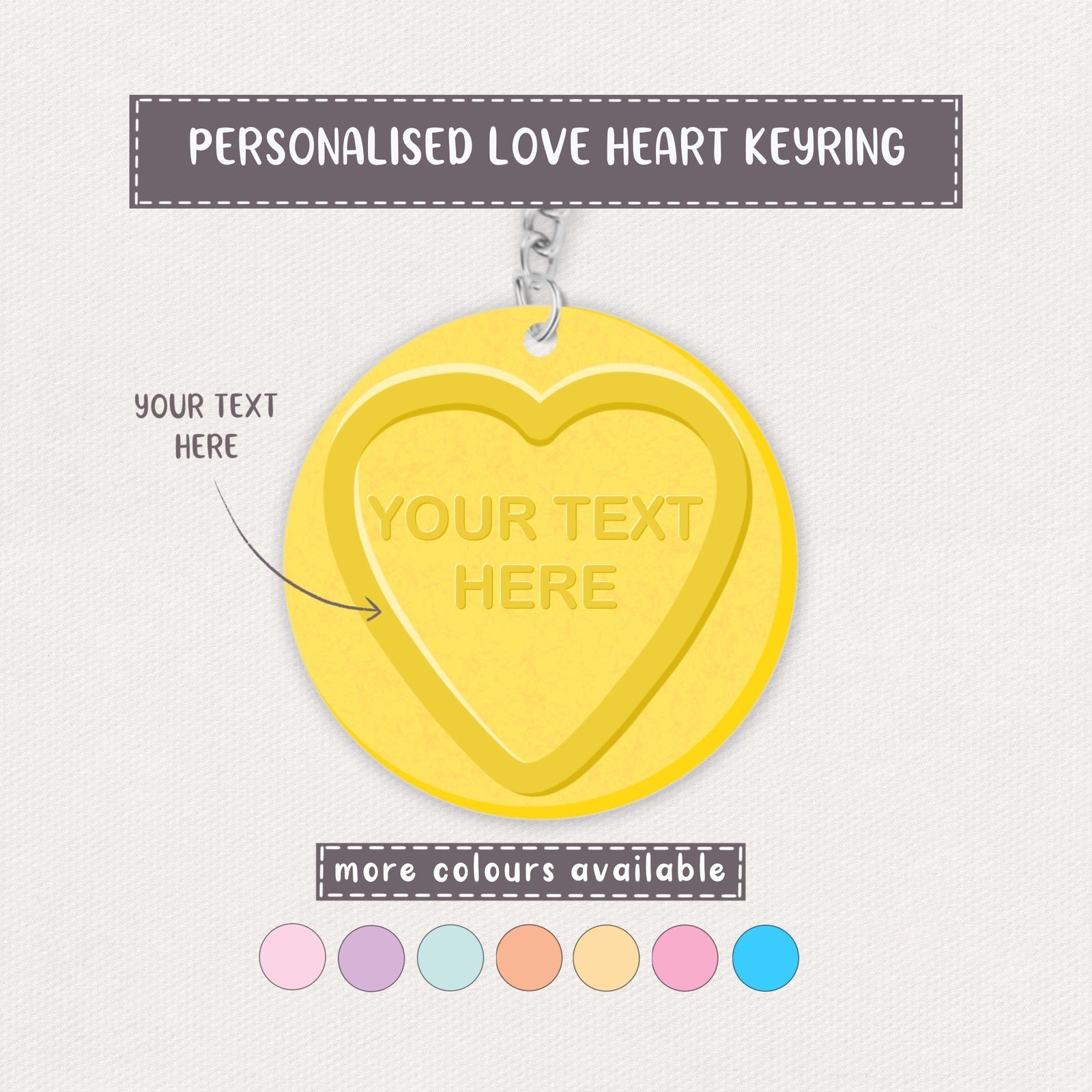 Personalised Love Heart Keyring