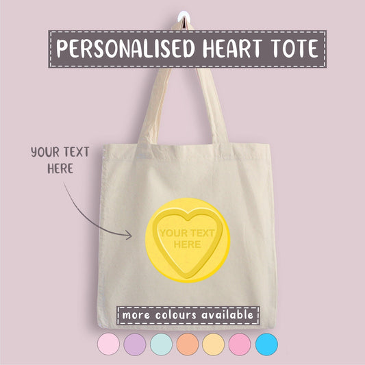 Personalised Love Heart Tote Bag