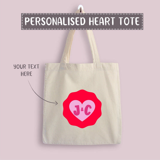 Personalised Initials Heart Tote Bag