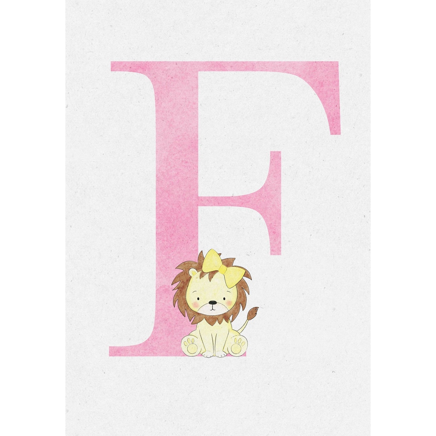 Personalised Lion Watercolour Initial Print